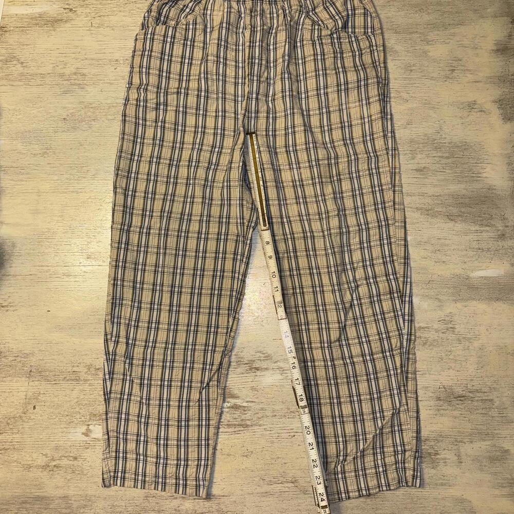 Vintage Euc Basic Edition Navy Tan Plaid Cotton T… - image 3